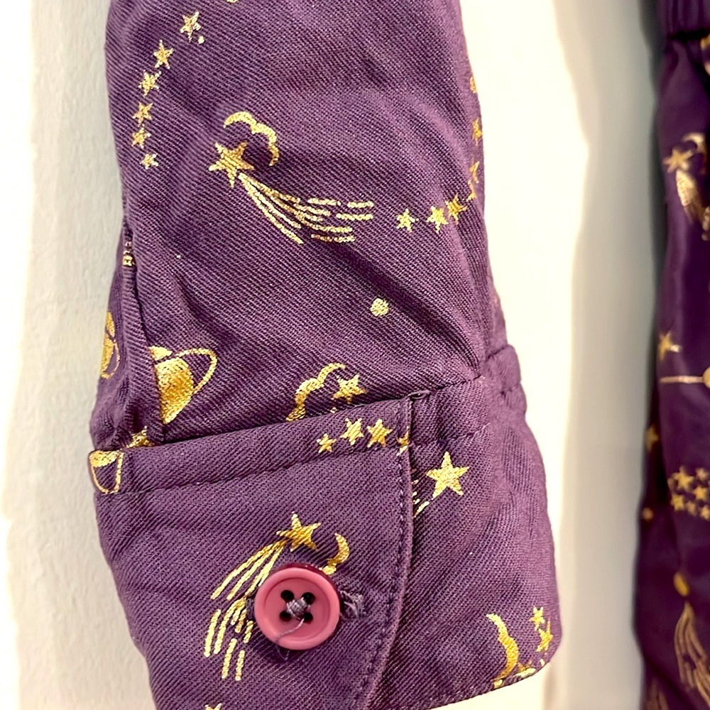 BODEN Girls 7/8 Space Long Sleeve Dress Purple Gold Tassel Lightweight Pockets - Picture 4 of 8